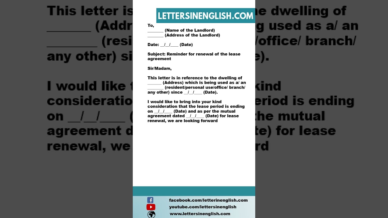 Lease Renewal Reminder Letter