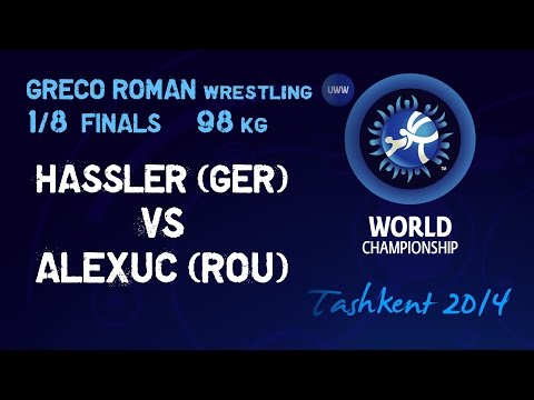 1/8 Finals - Greco Roman Wrestling 98 kg - O. HASSLER (GER) vs A. ALEXUC (ROU) - Tashkent 2014