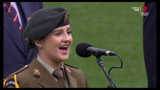 Hettie Adams NZ National Anthem ANZAC day AFL MCG 250421