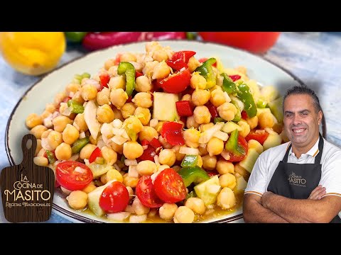 Ensalada de garbanzos y salsa vinagreta. La receta mas fresquita del verano