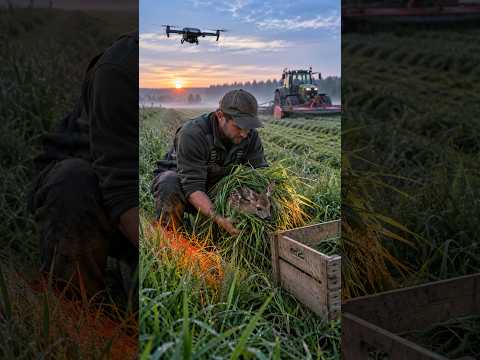 Белорус спасает оленят перед покосом 🦌🚜