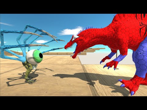 ESCAPE FROM DEATHTOUCH ALIEN.SPIDERMAN DINOSAUR IS COMING TO SAVE US.-Animal Revolt Battle Simulator