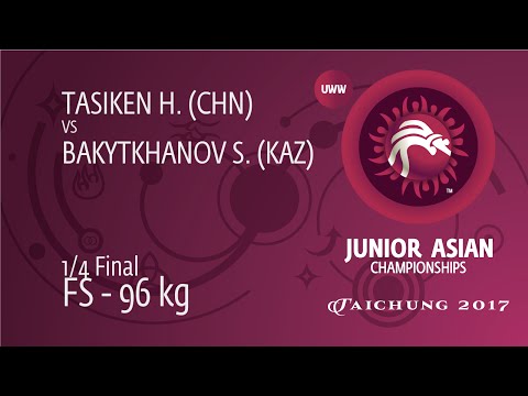 1/4 FS - 96 kg: S. BAKYTKHANOV (KAZ) df. H. TASIKEN (CHN) by TF, 12-0