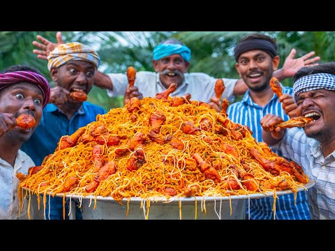 CHICKEN LEG PIECE NOODLES | Chinese Hakka Noodles Recipe Cooking in Village | Tasty Chinese Food