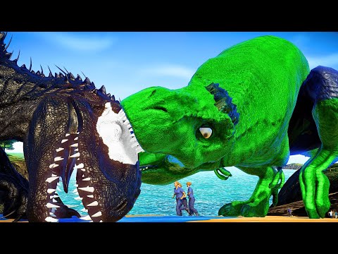 Level 40 Spinosaurus, Venom I-Rex, Dracodentitan, Hulk Tyrannosaurus Rex A Deadly Four Battle