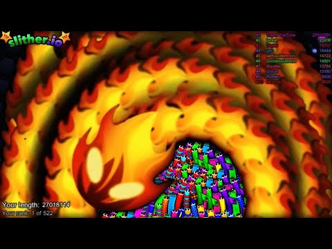 Slither.io A.I FIRE SNAKE vs TINY Pro Snakes - Epic Skin Slitherio Vip Gameplay - World Record