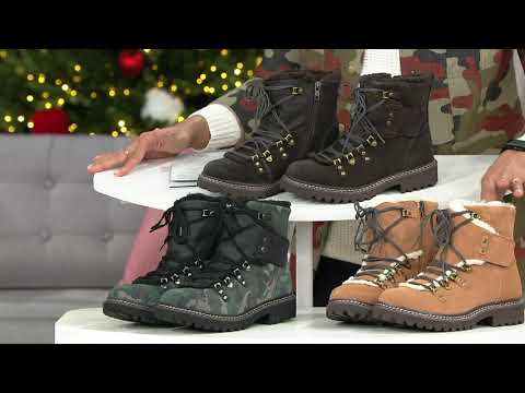 Earth Waterproof Suede Lace-Up Ankle Boots - Glacier on QVC