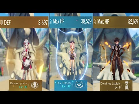 Noelle Shield vs Diona Shield vs Zhongli Shield Strength Comparison - Genshin Impact