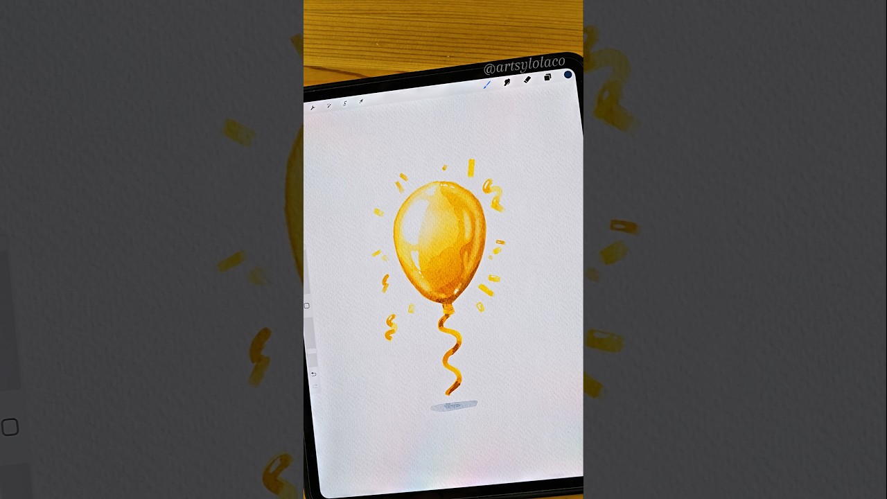 New Years Party Balloon 🎉🎈 #procreate #shorts #art #watercolor