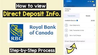 View Direct Deposit Information RBC | Payroll Direct Deposit Form Royal Bank | RBC Transit Number
