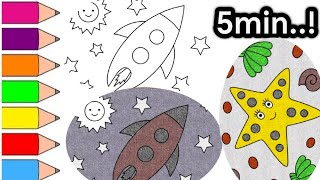 Rocket Coloring for Kids || Rocket Painting for Kids || Rocket Drawing and Coloring