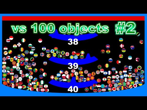 vs 100 objects #2 ~200 countries marble race #25~ in Algodoo | Marble Factory