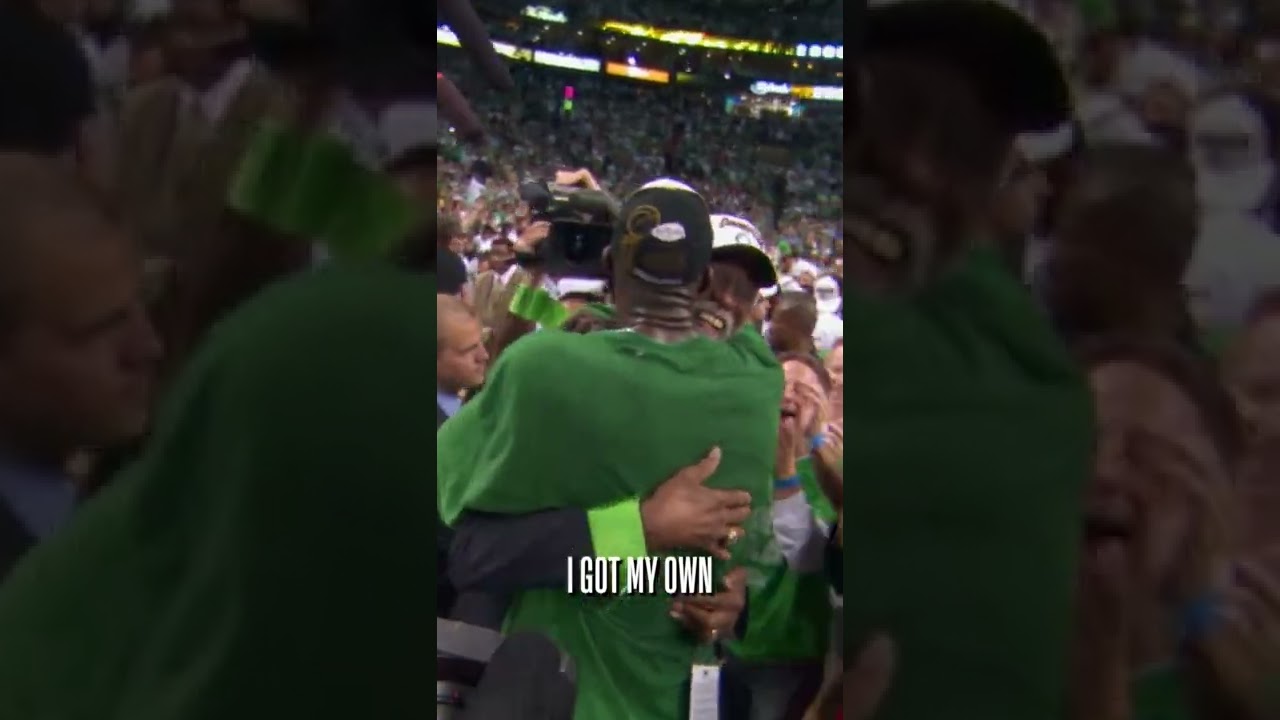 Paul Pierce & KG share a moment with Bill Russell after winning the 2008 #NBAFinals!