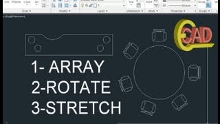 Learning AutoCAD 2013 Tutorial 8: Array, Rotate, Stretch.