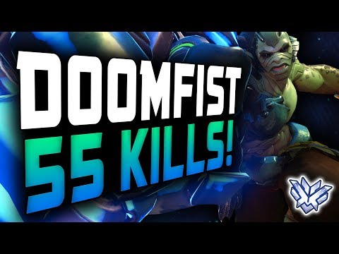 Insane Carry Doomfist - Kafeee! 55 ELIMS! [ OVERWATCH SEASON 12 TOP 500 ]