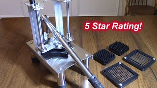 Prenafla Stainless Steel French Fry Potato Cutter-1/2", 1/4" & 3/8" Blades, Pull Down Handle-WOW!