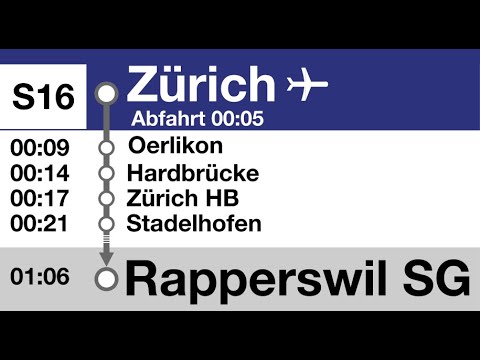 ZVV (SBB) Ansagen » S16 Zürich Flughafen — Rapperswil SG |  Seltenheit! | SLBahnen