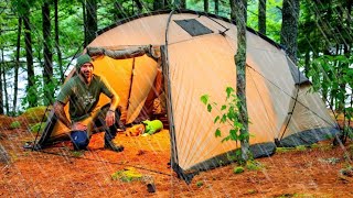 Camping In Heavy Rain Storm And High Winds 
