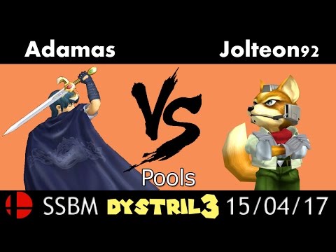 Dystril 3 - Adamas (Marth) vs Jolteon92 (Fox)