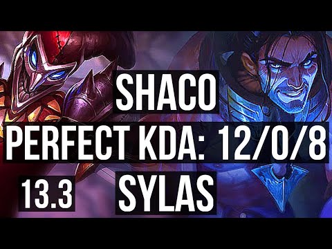 SHACO vs SYLAS (JNG) | 12/0/8, Legendary, 800+ games, 1.2M mastery | KR Diamond | 13.3