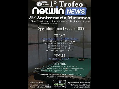 Live SBS TV - 1° Trofeo Netwin news - Andrea Quarta vs Matteo Gualemi