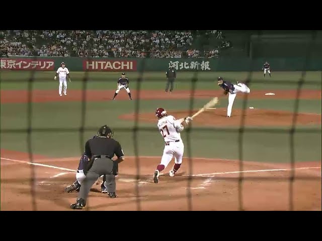 8回裏 イーグルス・岡島 ダメ押し!! 右中間を破る2点タイムリー3ベースヒット!! 2014/6/13 E-S