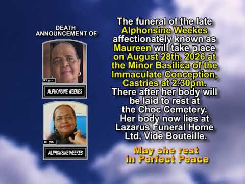 Alphonsine Weekes Short Obituary
