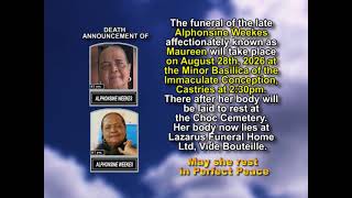Alphonsine Weekes ~ Short Obituary