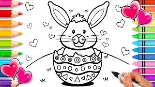 Easter Bunny Coloring Page | Easter Coloring Book | Sparkle Glitter Easter Egg Coloring | Printable