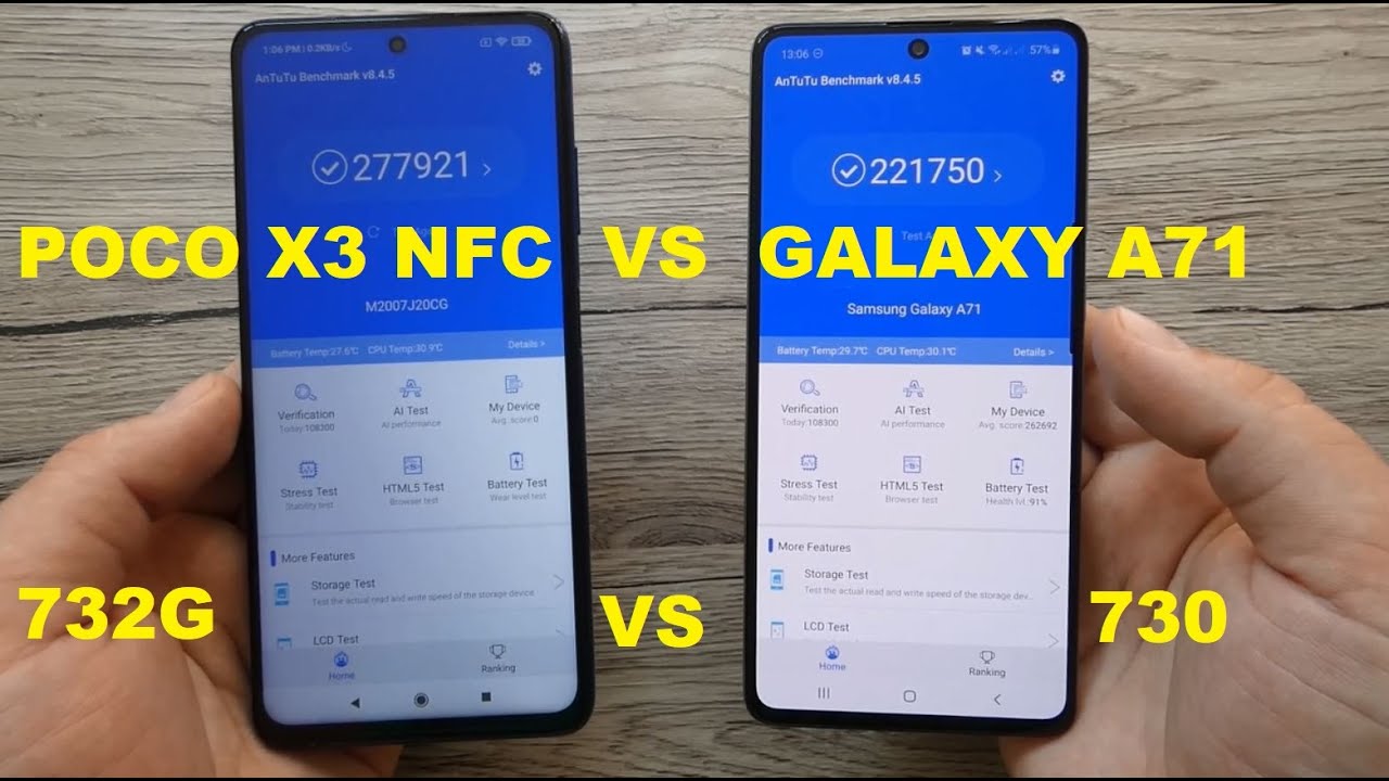 POCO X3 NFC vs GALAXY A71- SPEEDTEST Comparison! Snapdragon 732G vs 730!!