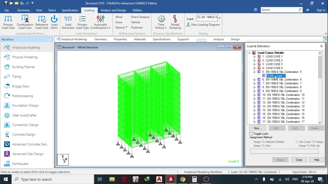 How to create automatic load combination with eurocode staad pro connect edition
