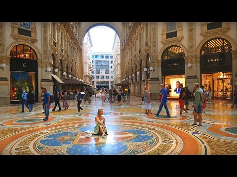 MILAN Piazza DUOMO e GALERIA Vittorio Emanuele II [Itália] passeio a pé 4k