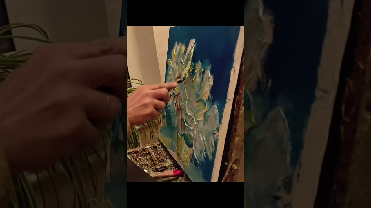 Light Blue Flowers in Motion   /  Avant Garde Impressionist Oil Painting #shorts