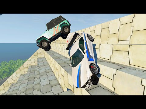 Stair Jumps Down Crashes #8 - BeamNG drive