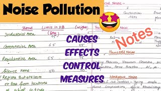 Noise Pollution ( Causes, sources, effects, control measures) #notes 📝🤩#environmentalscience #evs