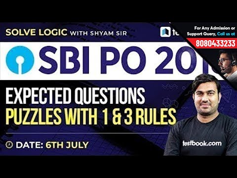 SBI PO 2018 | Expected Questions on Puzzle with 1 & 3 Rules from Reasoning Expert Shyam Sir Video