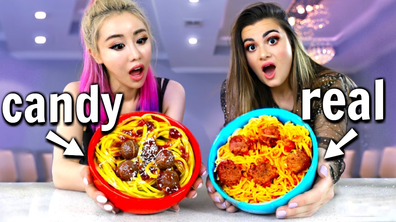 Making FOOD out of CANDY! Candy vs Food Challenge ft. Wengie | CloeCouture