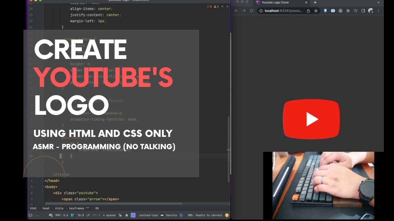 ASMR Programming - Clone Youtube Logo - HTML&CSS - Coding - Mechanical Keyboard Sound