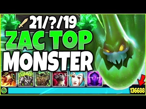 1v9 TOP LANE ZAC *GAME BREAKING* MONSTER! TOTAL BROKEN ZAC SEASON 10 BUILD! TOP LoL Zac s10 Gameplay