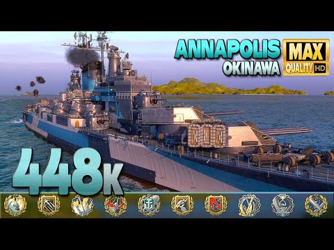 Super-Cruiser Annapolis with giantic 448k on map Okinawa - World of Warships