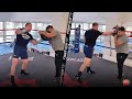 CANELO ALVAREZ BUSTING UP THE MITTS WITH POWER RIGHT HANDS AND UPPERCUTS DURING TRAINING IN MEXICO