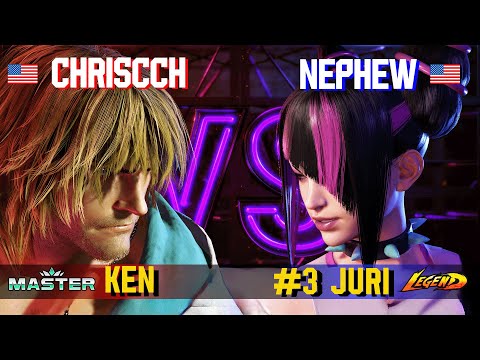 SF6 ▰ CHRISCCH (Master Ken) vs NEPHEW (#3 Juri) ▰ High Level Gameplay ▰ Best Juri in the USA vs Pro!
