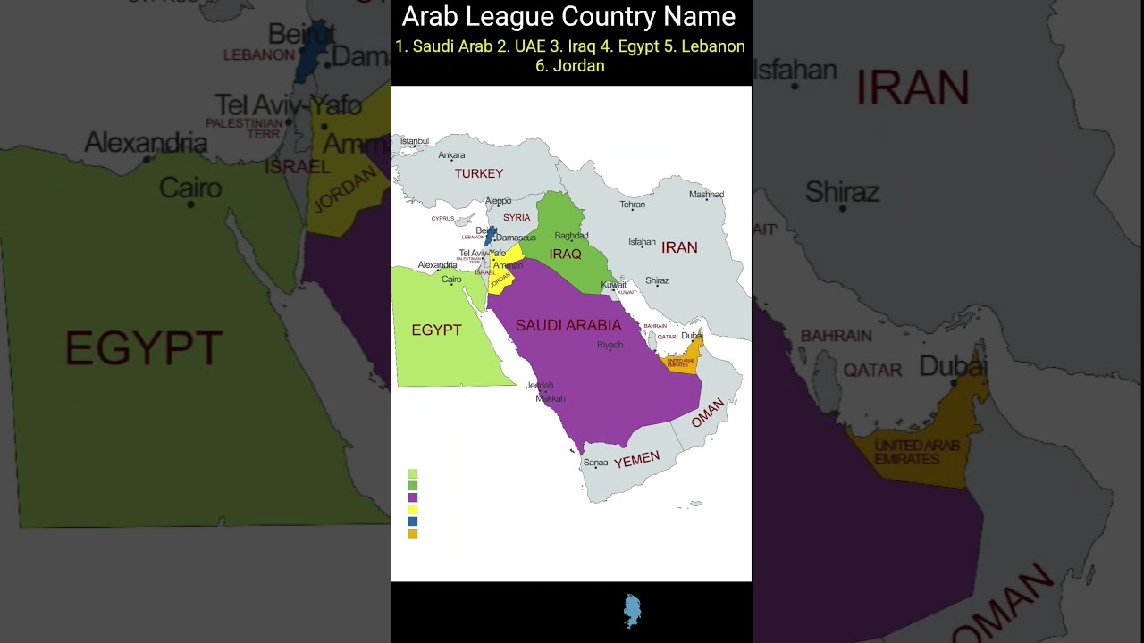 Arab League Country Name with map #arableague #worldmap #map #arabian