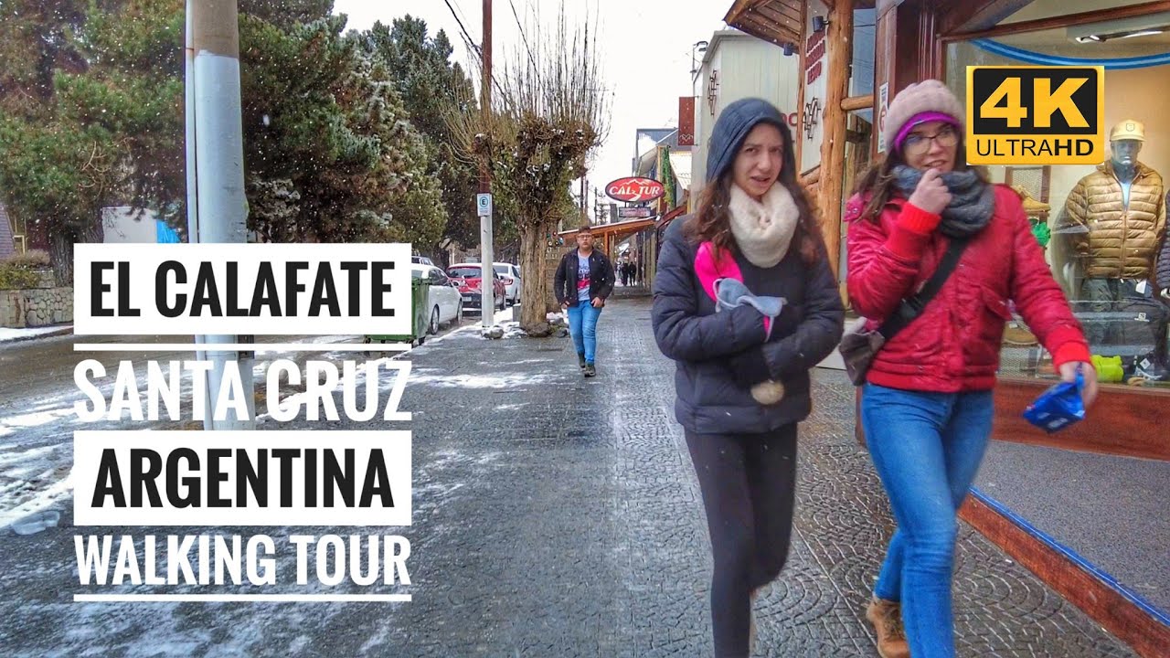 El Calafate Downtown Santa Cruz Argentina Walking Tour | 4K Walk UHD