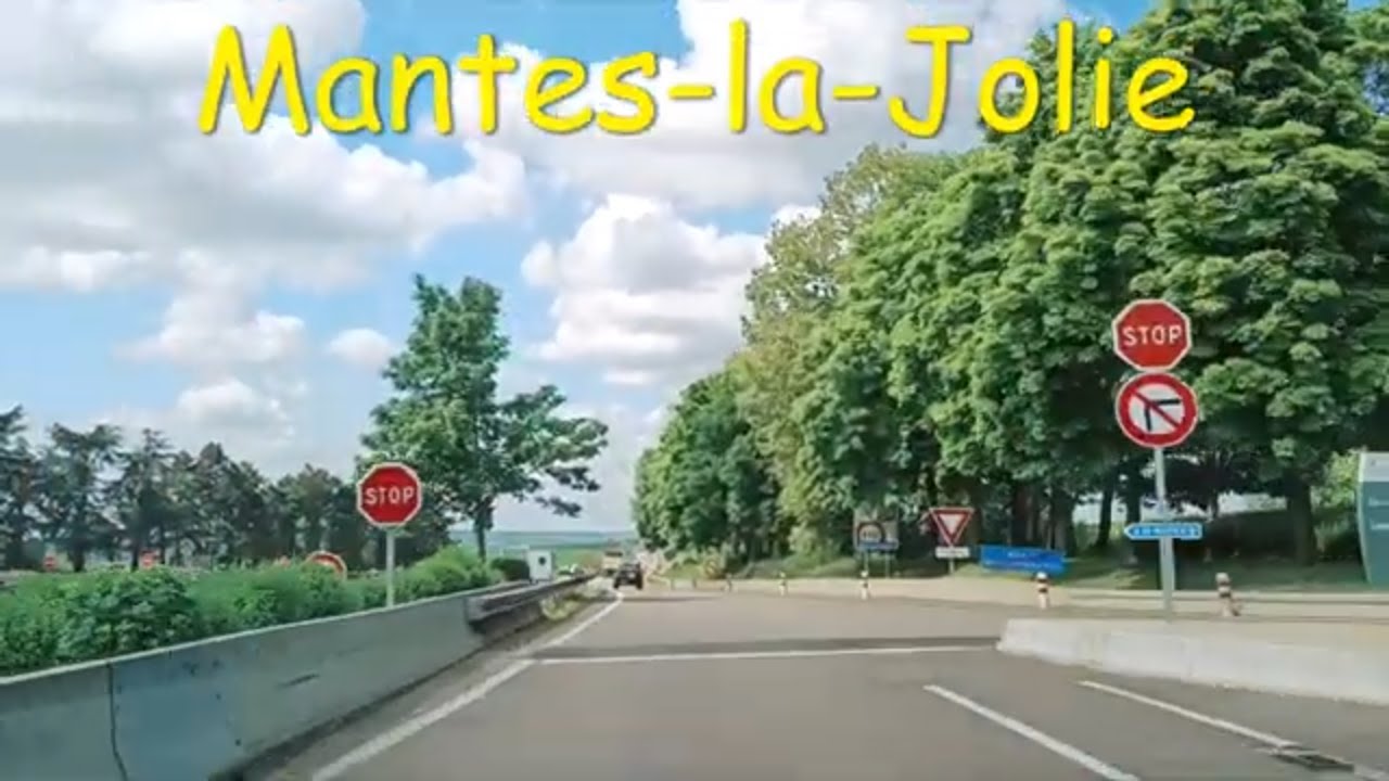 Mantes-la-Jolie - 4K- Driving- French region