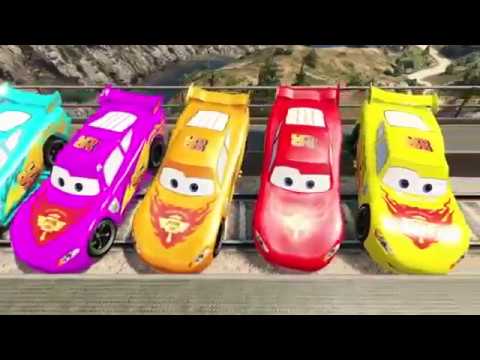 Colors Lightning McQueen in Trouble with Train   Disney Pixar Cars Spiderman Cartoon for Kids