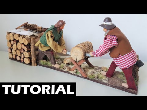 💡 TUTORIAL: Taglialegna in movimento ⚙️ Due pastori mentre segano un tronco 🌲 - Statuina per Presepe