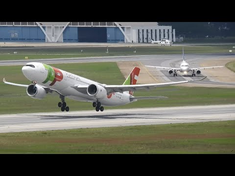SHOW DE DECOLAGEM DO AIRBUS A330-900 - TAP AIR PORTUGAL - NO AEROPORTO INTERNACIONAL DE GUARULHOS