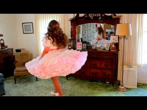 Shannon Dancing in White Bouffant Skirt and Big Pink Petticoat