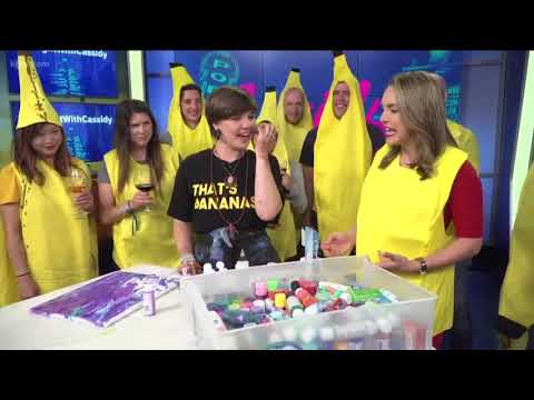 The big reveal: live painting at the 'Bananas in Space' party